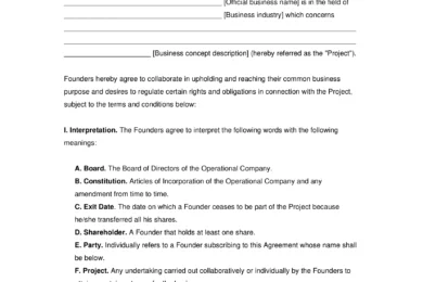Founders' Agreement Template