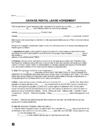 Garage Parking Rental Lease Agreement Template