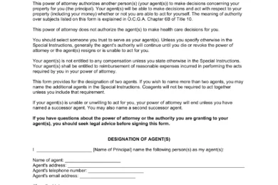 Georgia Durable Statutory Power of Attorney Form