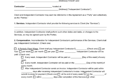 Georgia Independent Contractor Ageement Template
