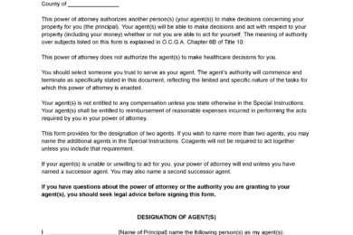 Georgia Limited Power of Attorney Form