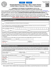 Georgia Motor Vehicle Power of Attorney Form