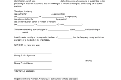 Georgia Notary Acknowledgment Form