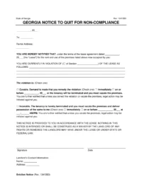 Georgia Notice to Quit for Non-Compliance
