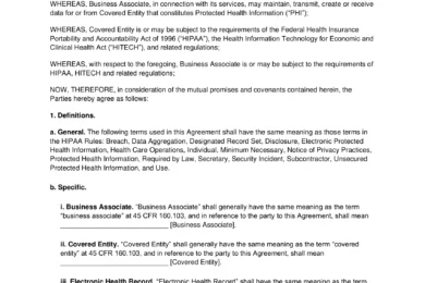 HIPAA Business Associate Agreement Template