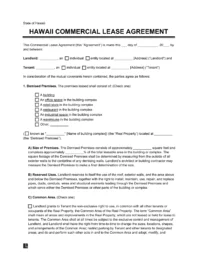 Hawaii Commercial Lease Agreement Template