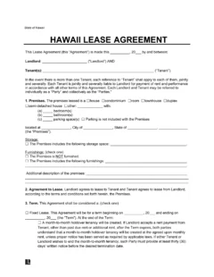 Hawaii Lease Agreement Template