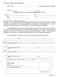 Hawaii Motor Vehicle Power of Attorney Form