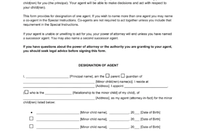 Idaho Minor Child Power of Attorney Form