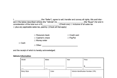 Idaho vehicle bill of sale