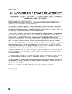 Illinois Durable Statutory Power of Attorney Template