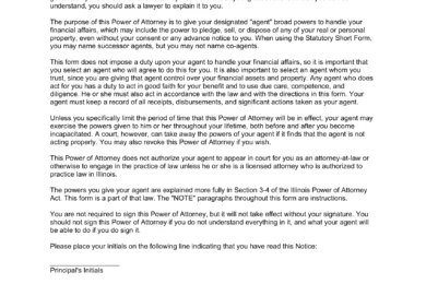 Illinois Durable Statutory Power of Attorney Template