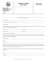 Illinois Motor Vehicle Power of Attorney Form - Form RT-5