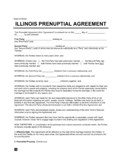 Illinois Prenuptial Agreement Template