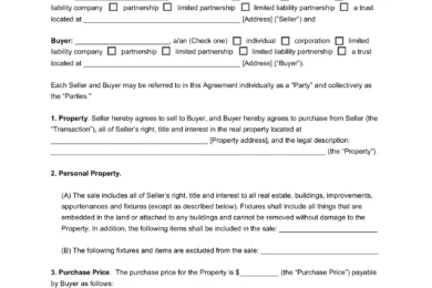 Illinois Real Estate Purchase Agreement Form