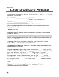 Illinois Subcontractor Agreement Sample