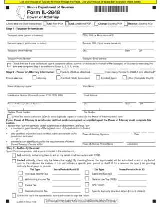 Illinois Tax Power of Attorney Form IL 2848