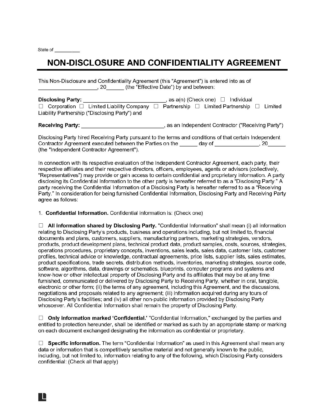 Independent Contractor Non-Disclosure Agreement Template