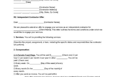 Independent Contractor Offer Letter Template