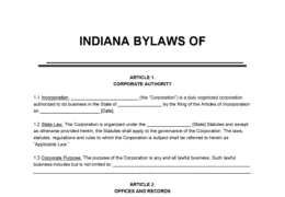 Indiana Corporate Bylaws Template