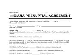 Indiana Prenuptial Agreement Template