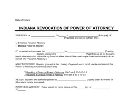 Indiana Revocation of Power of Attorney Form