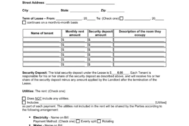 Indiana Room Rental Agreement