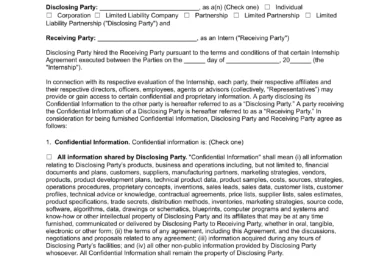Intern Non-Disclosure and Confidentiality Agreement