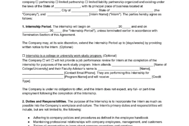 Internship Agreement Template