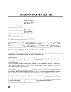 Internship Offer Letter Template