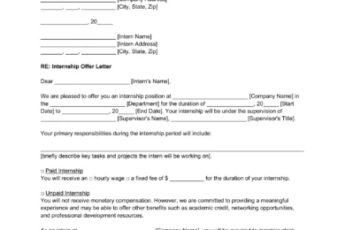 Internship Offer Letter Template
