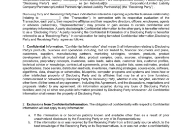 Invention/Patent Non Disclosure and Confidentiality Agreement