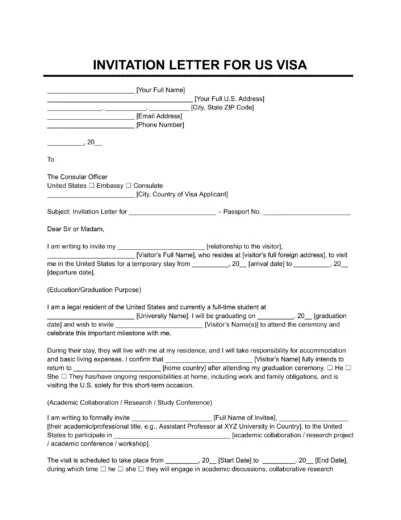 letter of invitation for us visa