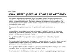 Iowa Limited Power of Attorney Form