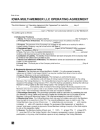 Iowa Multi-Member LLC Operating Agreement Template