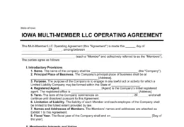 Iowa Multi-Member LLC Operating Agreement Template