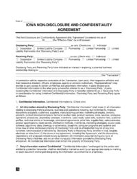 Iowa Non-Disclosure and Confidentiality Agreement Template