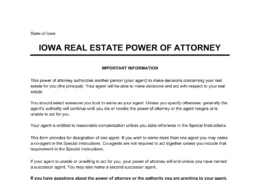 Iowa Real Estate Power of Attorney Form