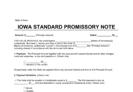 Iowa Standard Promissory Note Template