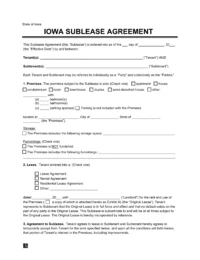 Iowa Sublease Agreement Template