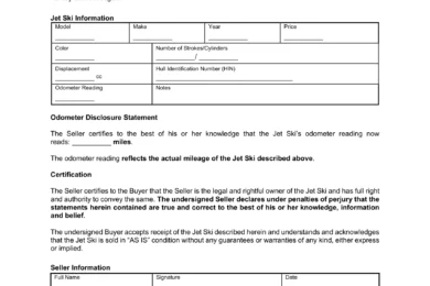 jet ski bill of sale form