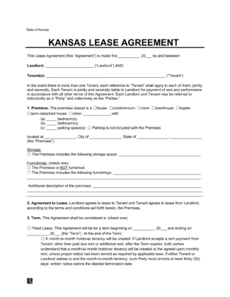 Kansas Lease Agreement Template