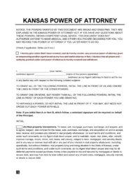 Kansas Power of Attorney Form