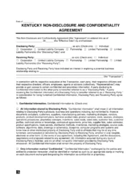 Kentucky Non-Disclosure and Confidentiality Agreement Template