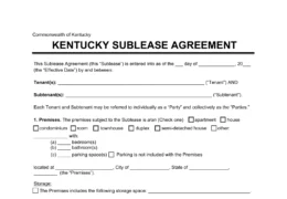 Kentucky Sublease Agreement Template