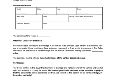 Kentucky vehicle bill of sale
