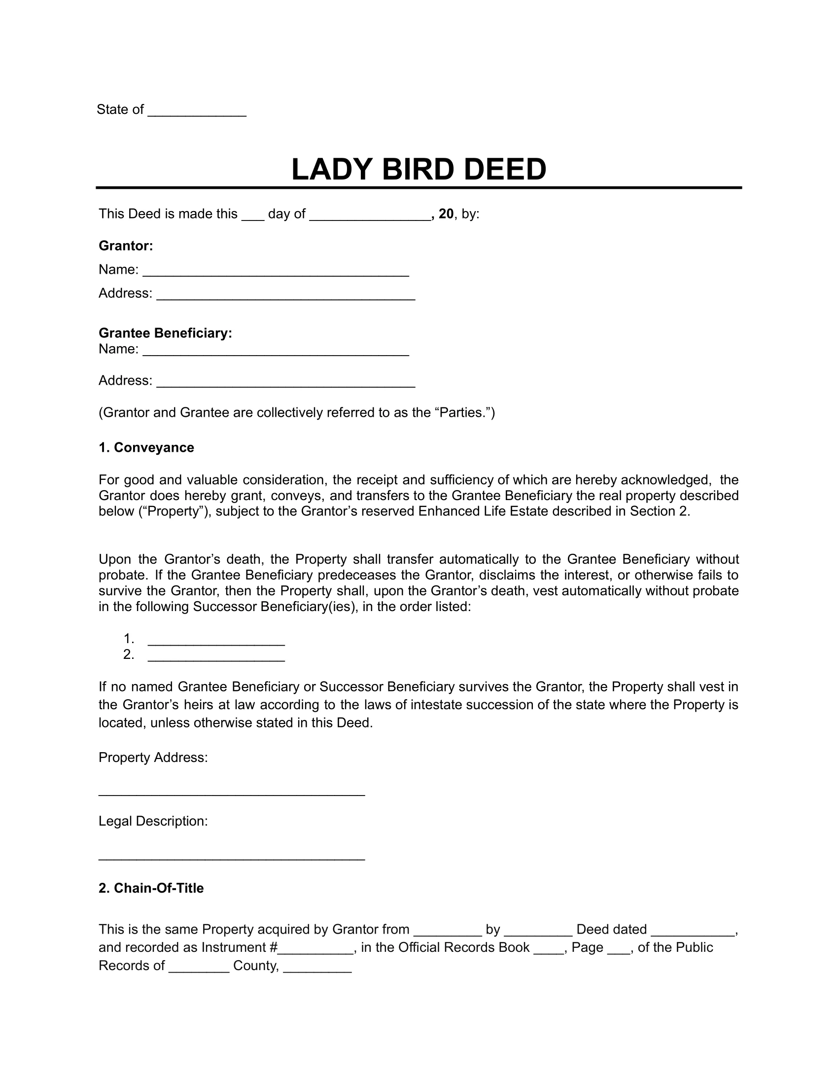 Lady Bird Deed form