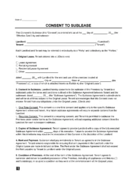 Landlord's Consent to Sublease Form