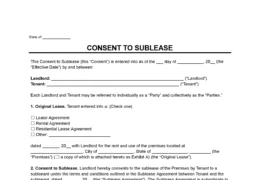 Landlord's Consent to Sublease Form