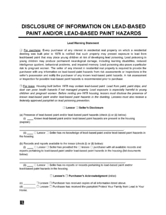 Lead Based Paint Disclosure Form